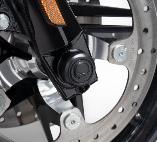Harley Davidson 43000317 Willie G Skull Kit de cache-écrous d'essieu avant, essieu, écrou, CVR, FR, crâne, noir