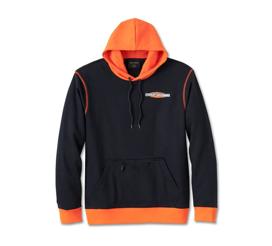 Sweat à capuche Kickstart authentique Harley-Davidson® pour homme - Colorblock - Noir et orange Harley 96007-25VM