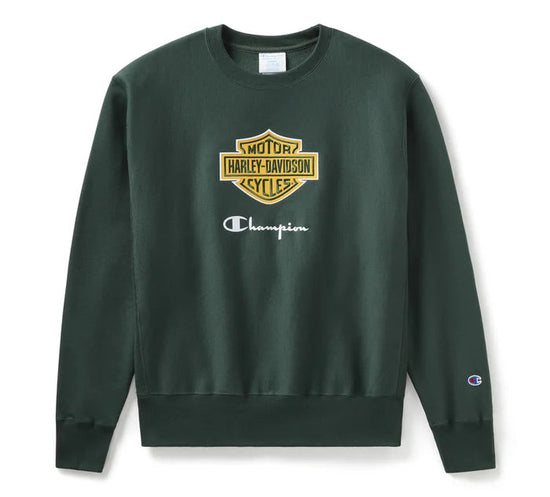 Sweat-shirt Champion x Harley-Davidson Fanatic à col rond 96861-24VM - Vert foncé Champion