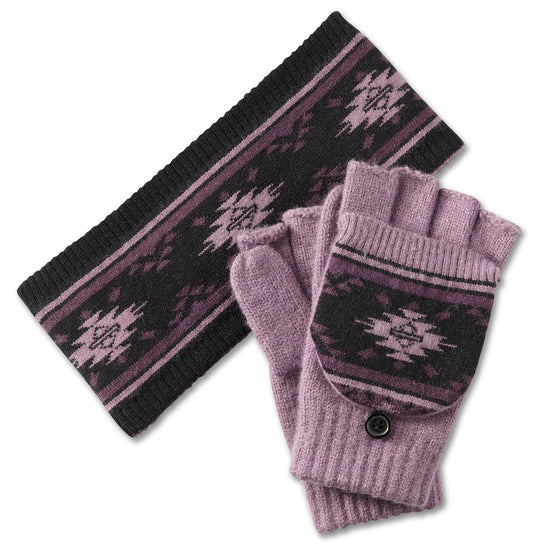 Coffret cadeau Harley-Davidson pour femme : cache-oreilles et moufles sans doigts, couleur Mauve mélancolique 97681-25VW