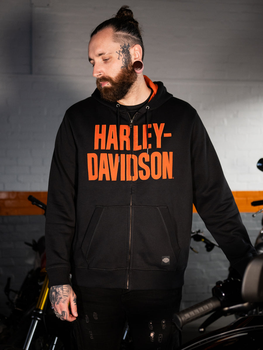 Sweat à capuche entièrement zippé Harley Davidson pour homme avec logo noir sur le devant, taille M - Canada