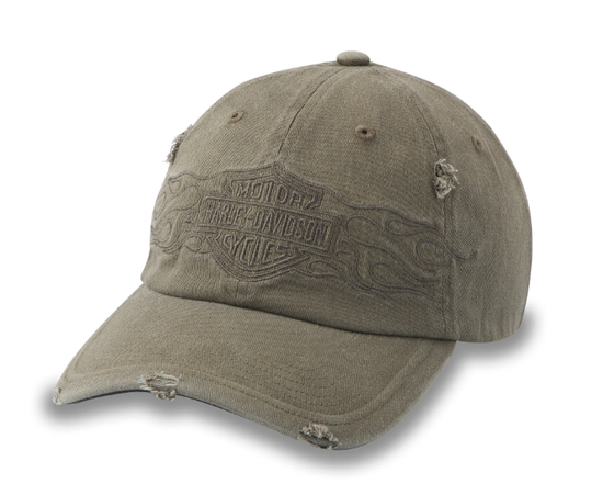 Casquette Harley-Davidson Flying Lap authentique, effet vieilli, coupe extensible - Motif feuille de vigne 97616-25VM