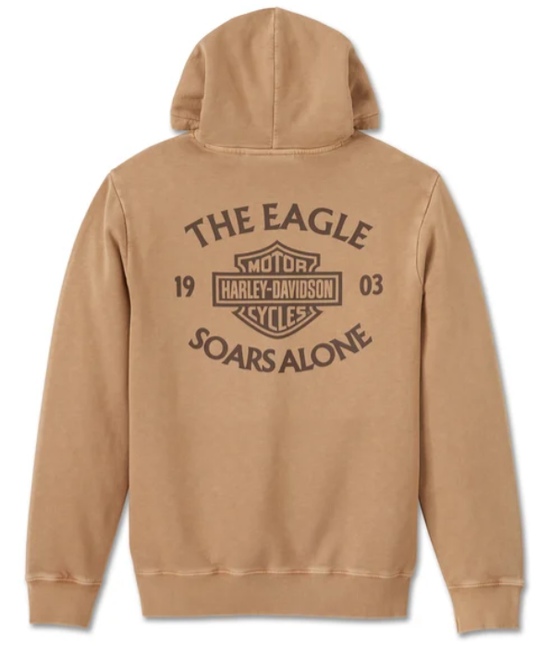 Sweat à capuche authentique HD Eagle Soars Alone Slub - Tannin 96002-25VM