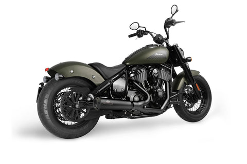 Dr. Jekill & Mr. Hyde Chief Twenty-One Brushed Stainless Steel Exhaust Indian Cruiser 2025–2026 EP-252896 — J&H's render of the Chief Twenty-One system on an Indian Chief Bobber