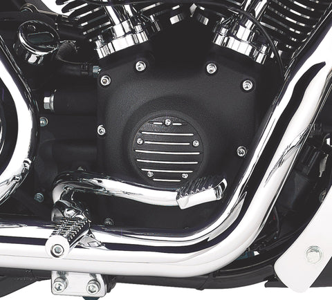 Harley Davidson 32677-01 Couvercle de minuterie à ailettes noires COUVERCLE DE MINUTERIE, À AILETTES/NOIR