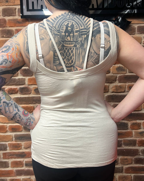 Gilet à paillettes crème à col carré « Winged Roses » Harley Davidson HT4855OAT