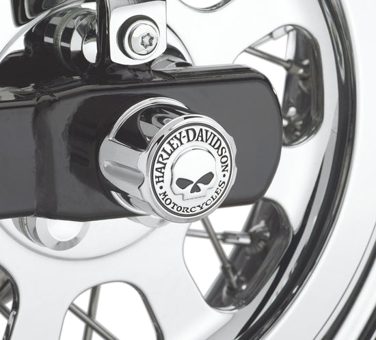 Harley Davidson 41706-09A Willie G Skull Cache-écrou d'essieu arrière KIT-COUVERCLE, ÉCROU D'AXE RR, CRÂNE, DYN/SFTL