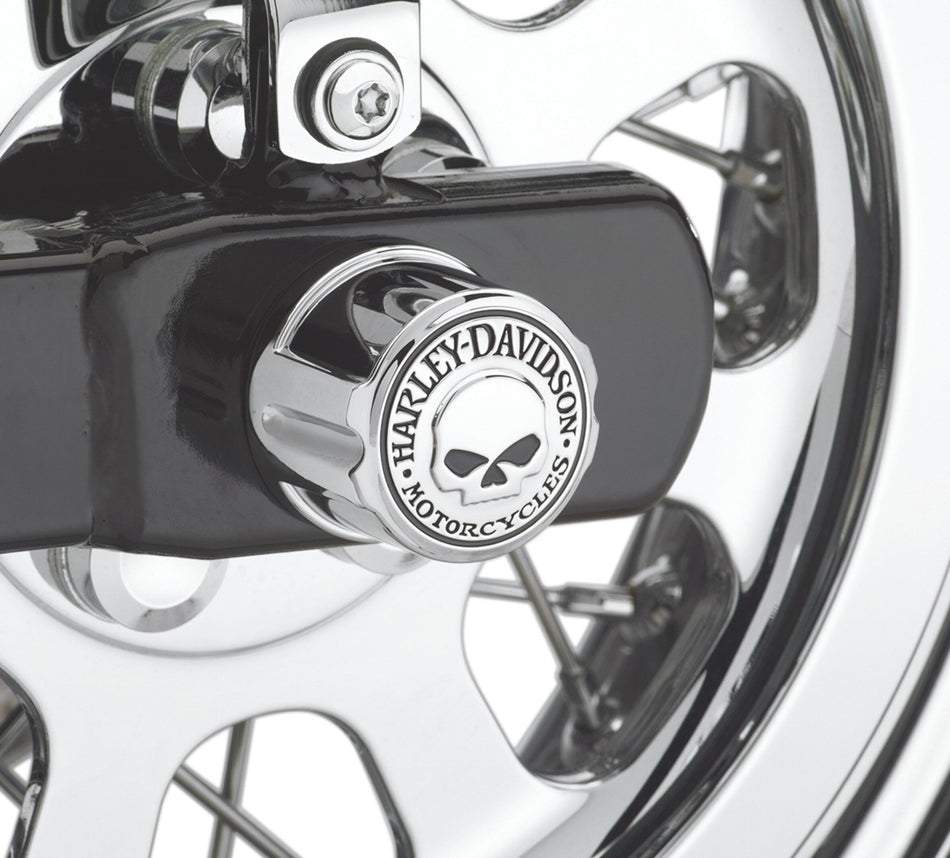 Harley Davidson 41706-09A Willie G Skull Cache-écrou d'essieu arrière KIT-COUVERCLE, ÉCROU D'AXE RR, CRÂNE, DYN/SFTL