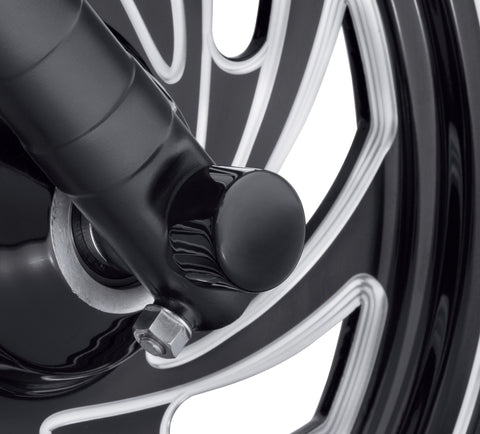 Harley Davidson 43000026 Front Axle Nut Covers KIT-COVER,FRONT AXLE,BLACK, DIE CAST
