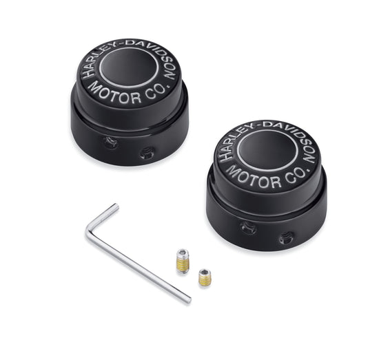 Harley Davidson 43000177 Motor Co. KIT DE COUVERCLES D'ÉCROU D'ESSIEU AVANT, AXE, ÉCROU, CVR, HDMC, NOIR
