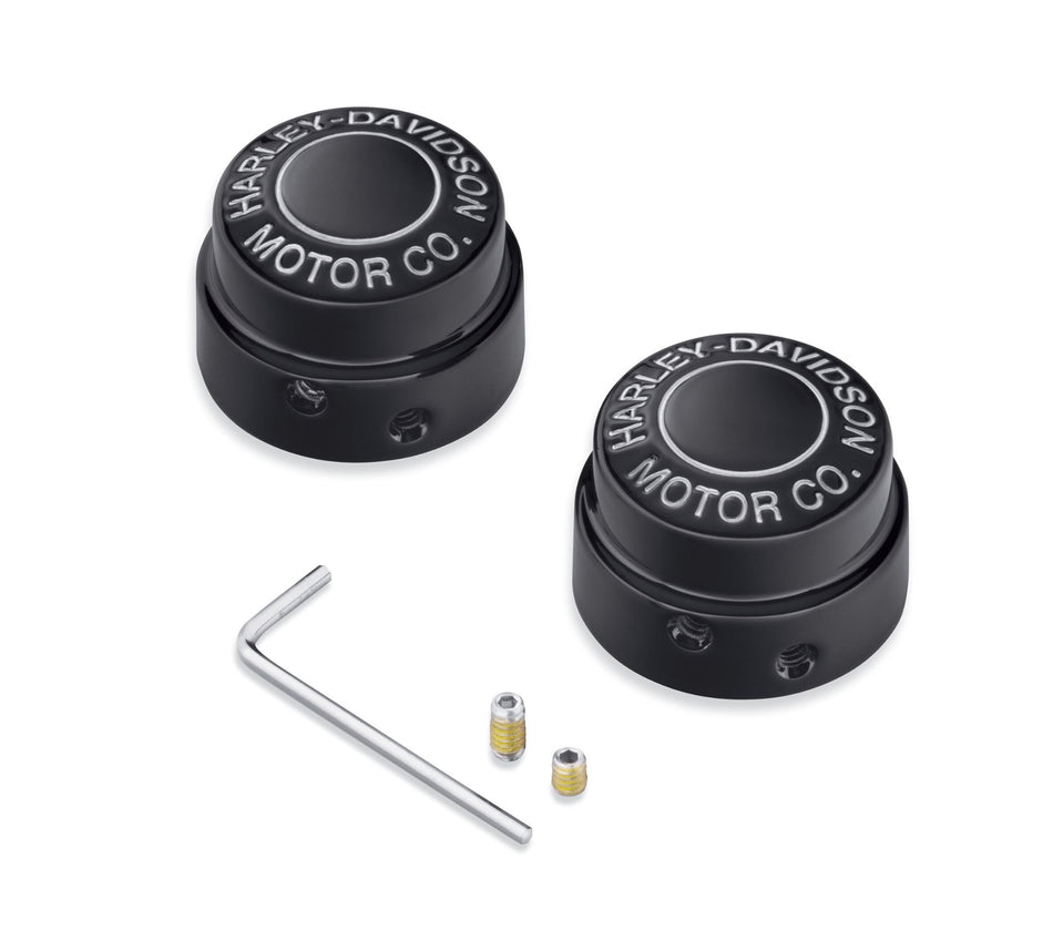 Harley Davidson 43000177 Motor Co. KIT DE COUVERCLES D'ÉCROU D'ESSIEU AVANT, AXE, ÉCROU, CVR, HDMC, NOIR