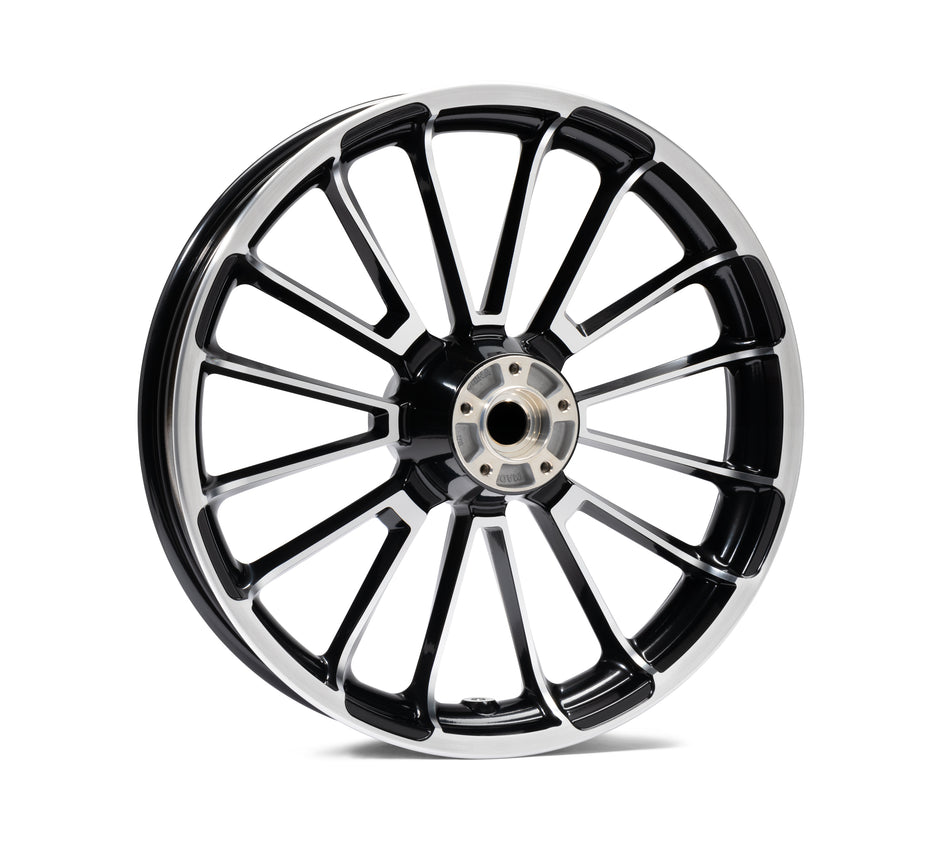 Harley Davidson 43301048 Roulette Contrast Cut 19 in. Front Wheel KIT,FR WHL,8SPK,19X3.5,GBLK/MACH