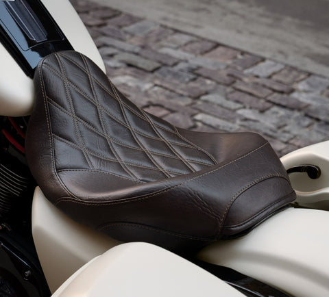 SELLE TOURING Harley Davidson 52000057, MARRON AVEC COUTURES DOREES