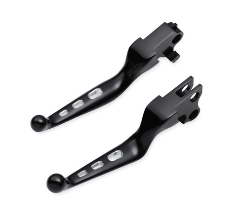 Harley Davidson 55798-10A Edge Cut Hand Control Lever Kit HAND LEVERS, BLACK, EDGE CUT