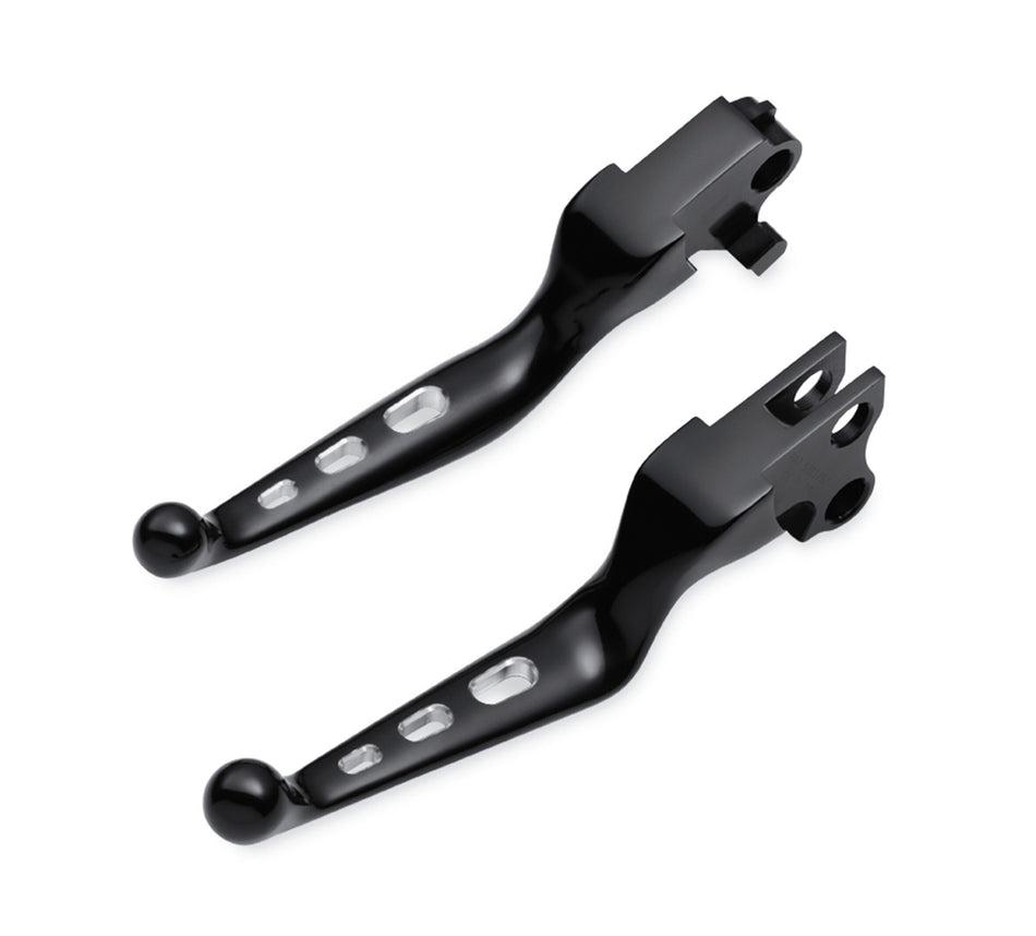 Harley Davidson 55798-10A Edge Cut Hand Control Lever Kit HAND LEVERS, BLACK, EDGE CUT