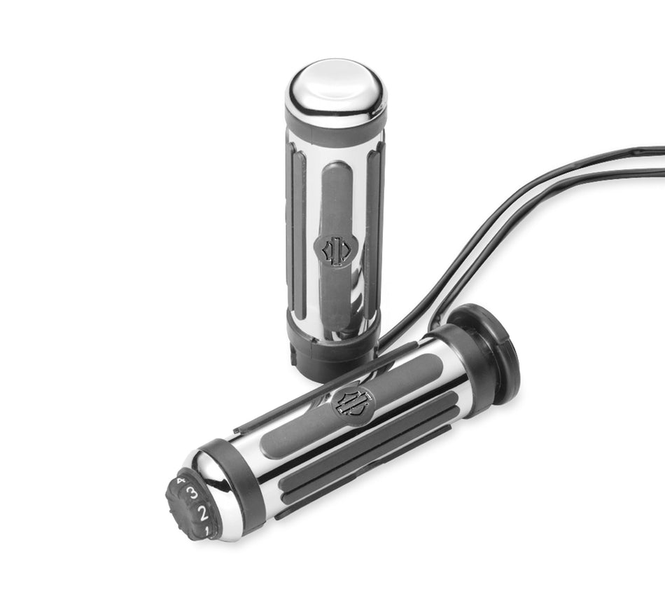 Harley Davidson 56100267 Chrome and Rubber Small Heated Hand Grips KIT,THROT/GRIP,HEATED,CHRM RBR