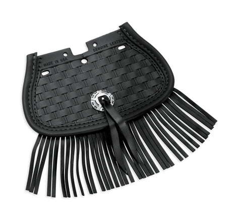 Harley Davidson 59027-99 Heritage Springer Leather Mud Flap with Fringe MUDFLAP, BLACK FRINGE