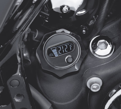 Harley Davidson 63131-09A Jauge de niveau d'huile et de température avec affichage LCD éclairé BOUCHON/JAUGE, REMPLISSAGE D'HUILE, X