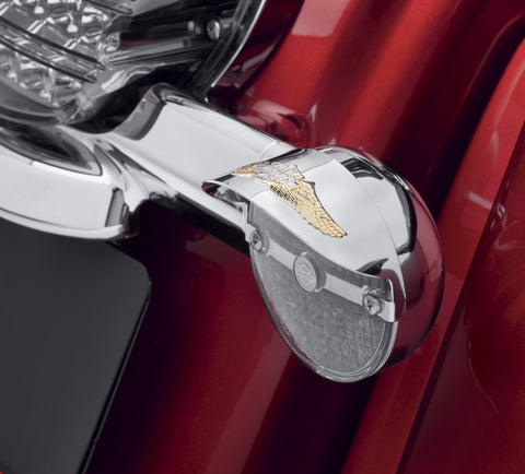 Harley Davidson 67735-91T Eagle Wing Flat Lens Turn Signal Visor GOLD TURN SIGNAL VISOR, PAIR