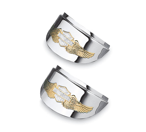 Visière de clignotant à lentille plate Eagle Wing Harley Davidson 67735-91T VISIÈRE DE CLIGNOTANT DORÉ, PAIRE