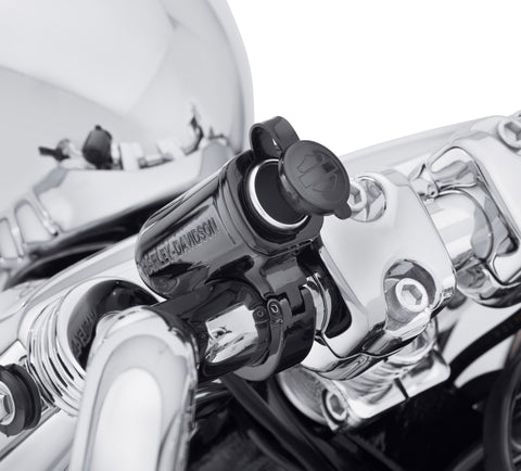 Port d'alimentation auxiliaire pour guidon Harley Davidson 69200970 PORT D'ALIMENTATION, MONTAGE H'BAR, 12 V,