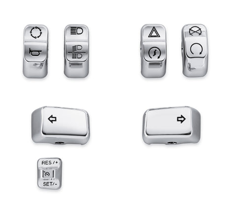 Harley Davidson 71500441 Chrome Switch Cap Kit HAND CONT,KIT SWITCH KEY CAPS