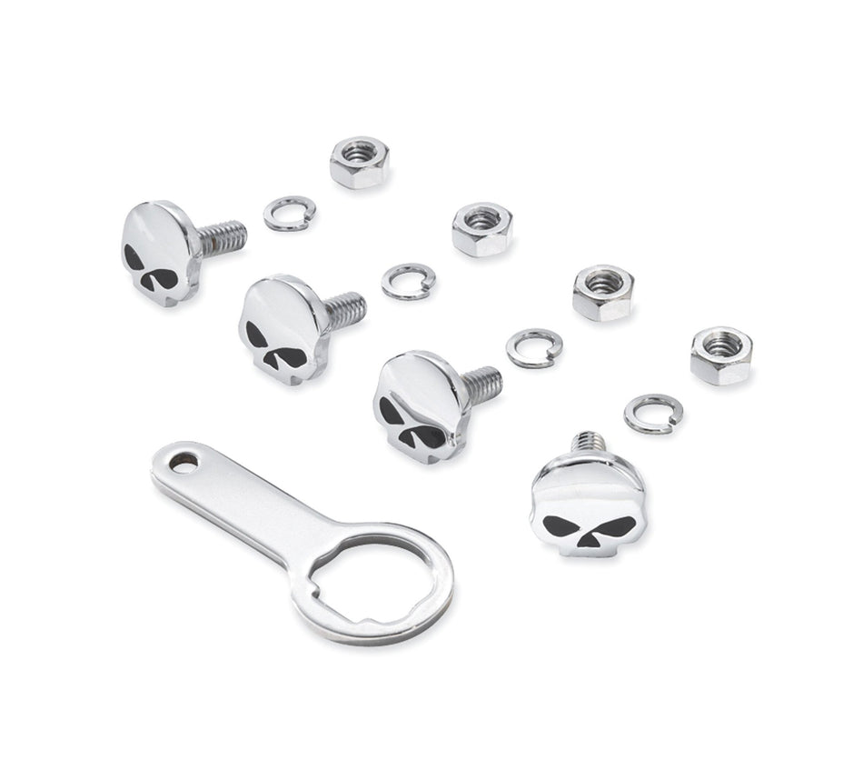 Harley Davidson 94546-05Kit de montage de plaque d'immatriculation Skull KIT DE BOULONS DE PLAQUE D'IMMATRICULATION, SKULL