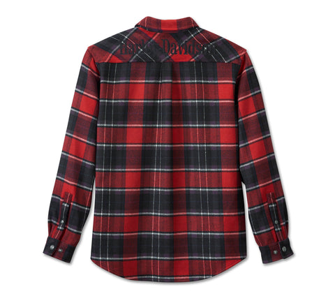 Genuine Harley-Davidson®  Men's Harley-Davidson Premium Overshirt - Plaid - Chili Pepper & Sassafrass 96142-25VM