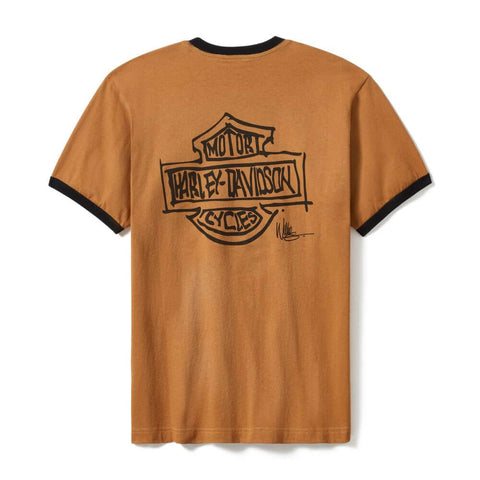 Genuine Harley-Davidson® Willie G Sketchy Bar & Shield Ringer T-Shirt - Dark Chocolate 96272-25VX