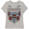 T-shirt à manches courtes Harley-Davidson 96363-26VW pour femme, motif bling-bling Highway Rider, gris fantôme