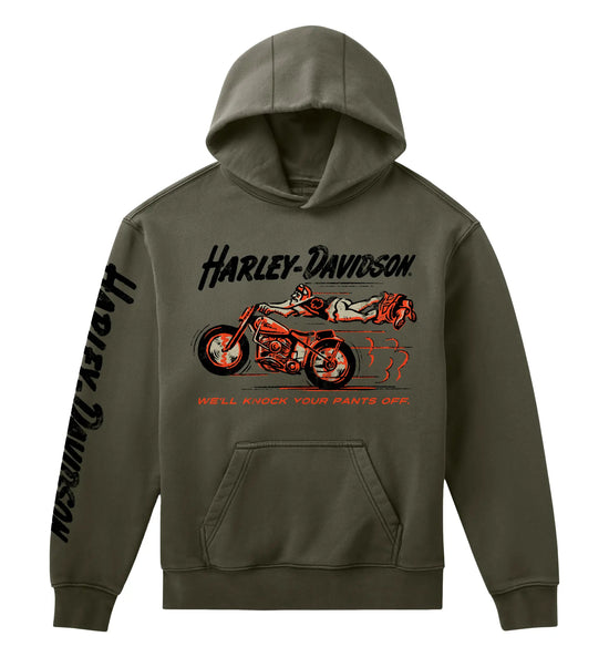 Sweat à capuche Harley-Davidson 96382-26VX, polaire verte « Knock Your Pants Off ».
