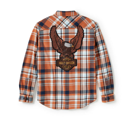 Harley Davidson Eagle Long Sleeve Flannel Shirt Plaid 96393-25VM