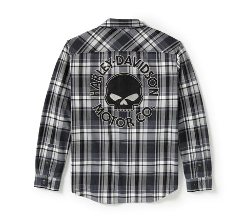 Genuine Harley-Davidson® Men's Willie G Skull Plaid Long Sleeve Shirt 96394-25VM