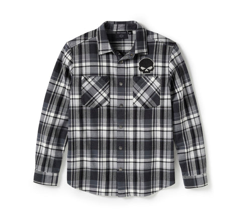 Genuine Harley-Davidson® Men's Willie G Skull Plaid Long Sleeve Shirt 96394-25VM