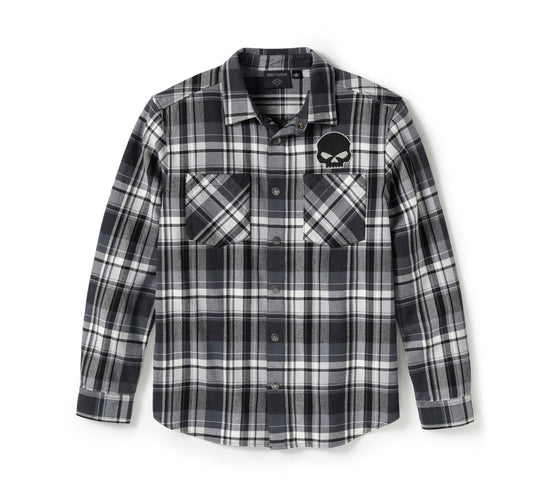 Chemise à carreaux à manches longues Harley-Davidson® authentique pour homme, modèle Willie G Skull, référence 96394-25VM