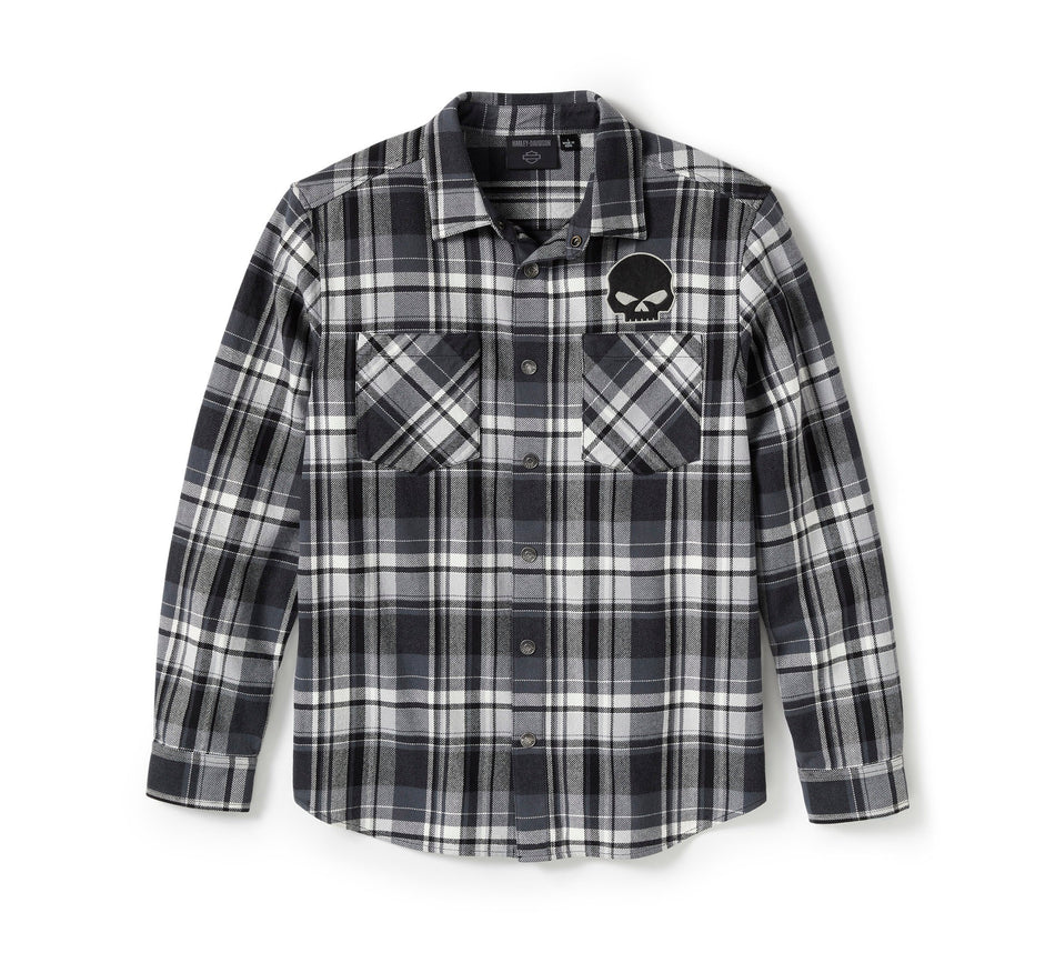 Chemise à carreaux à manches longues Harley-Davidson® authentique pour homme, modèle Willie G Skull, référence 96394-25VM