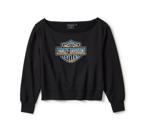 Genuine Harley-Davidson® Women's Chrome Evo Off The Shoulder Crew - Harley Black 96418-25VW