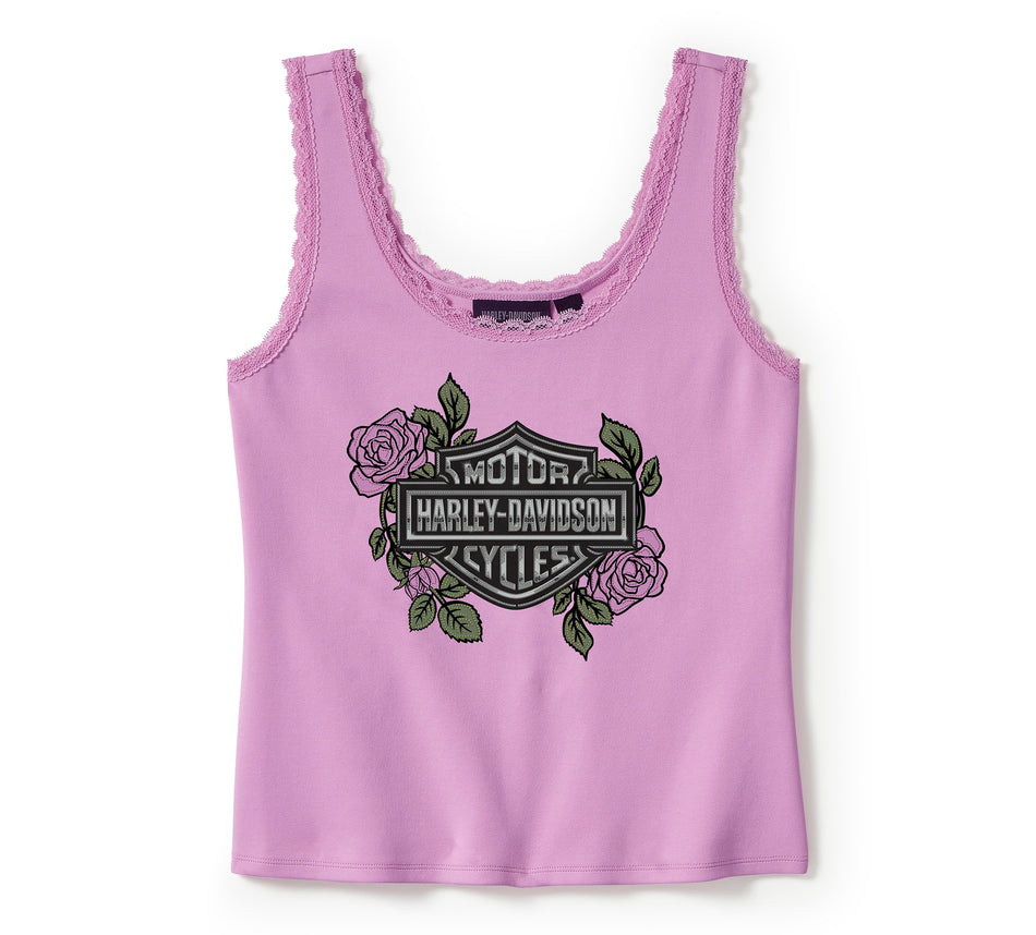 Débardeur Harley-Davidson® authentique pour femme, orné de strass roses et épines - Orchidée 96454-25VW