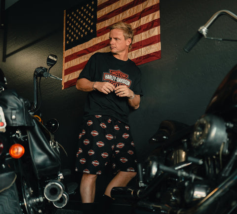 Ensemble short de pyjama Harley-Davidson® authentique pour homme, imprimé Bar &amp; Shield, référence 96473-25VM