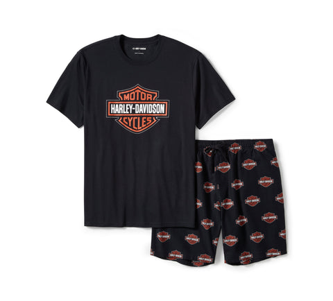 Ensemble short de pyjama Harley-Davidson® authentique pour homme, imprimé Bar &amp; Shield, référence 96473-25VM