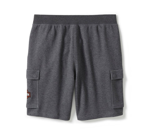 Genuine Harley-Davidson® Men's Essential Fleece Cargo Short - Charcoal Grey Heather 96475-25VM