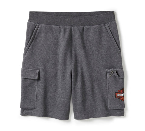 Genuine Harley-Davidson® Men's Essential Fleece Cargo Short - Charcoal Grey Heather 96475-25VM