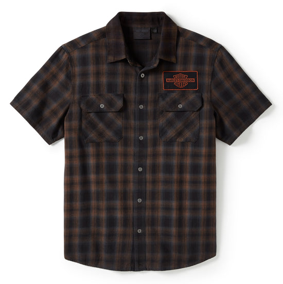Chemise Harley Davidson Bar &amp; Shield à carreaux noir/marron 96503-25VM