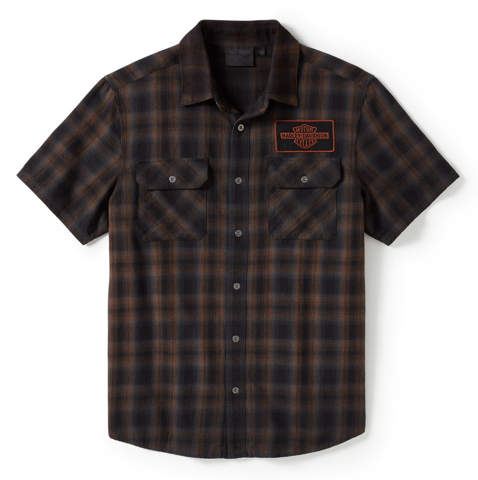 Chemise Harley Davidson Bar &amp; Shield à carreaux noir/marron 96503-25VM