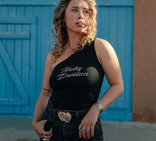 Casquette Harley Davidson Essential Bling pour femme, épaule dénudée, référence 96538-25VW