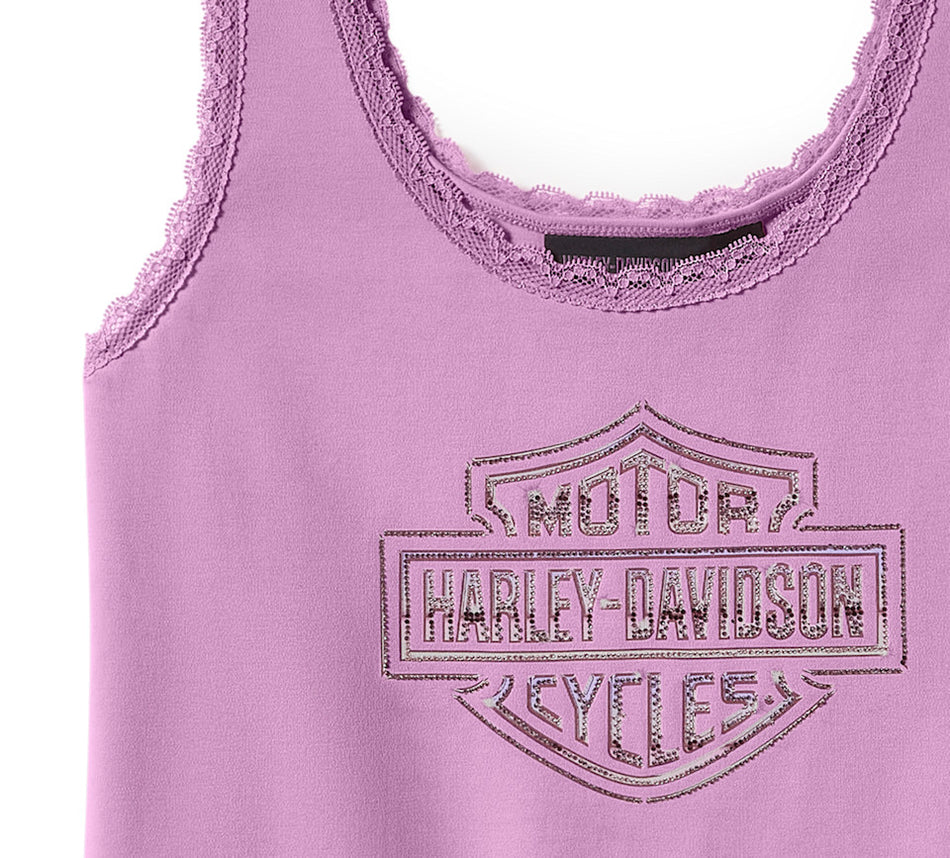 Débardeur Harley Davidson Essential Bling pour femme avec bordure en dentelle 96600-25VW