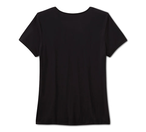 T-shirt à lacets pour femme Harley Davidson 96633-25VW Bling Dark Angel - NOIR
