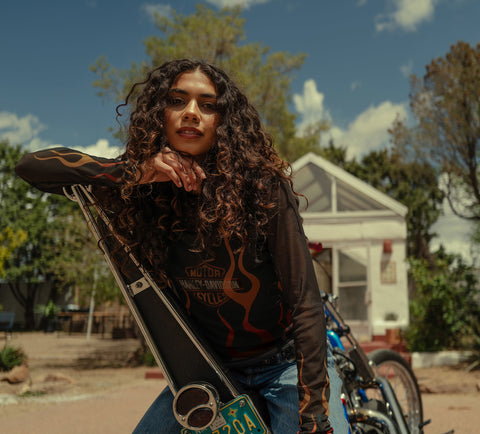 Haut en maille Harley-Davidson Flames For Days pour femme - Noir Harley 96763-25VW