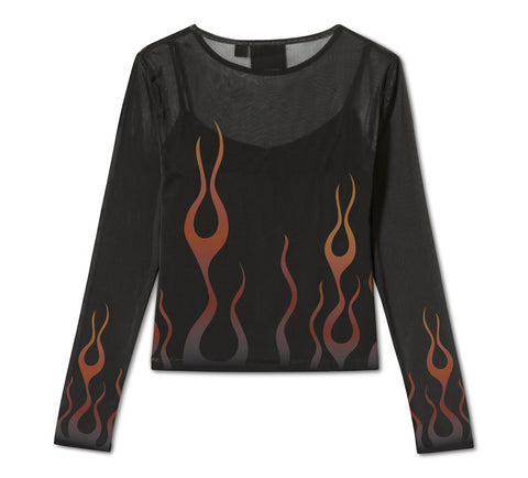 Haut en maille Harley-Davidson Flames For Days pour femme - Noir Harley 96763-25VW