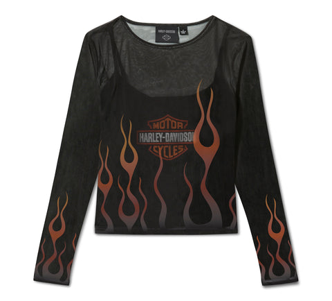 Haut en maille Harley-Davidson Flames For Days pour femme - Noir Harley 96763-25VW